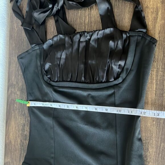 Sexy Satin Sleeveless Backless Tie Shoulder Straps Ruffle Corset Top Bodysuit M - Picture 9 of 11